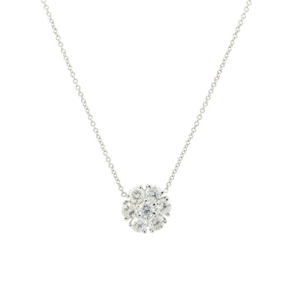 18k White Gold 2.35ctw Multi Diamond Flower Pendant