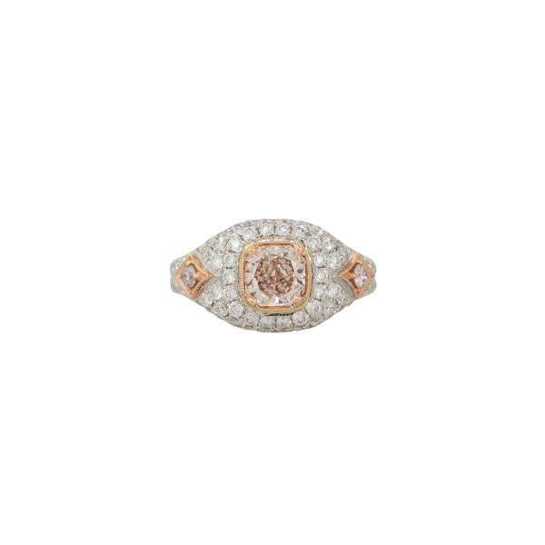 GIA Certified 18k White Gold 1.01ctw Fancy Light Pink-Brown Diamond Ring
