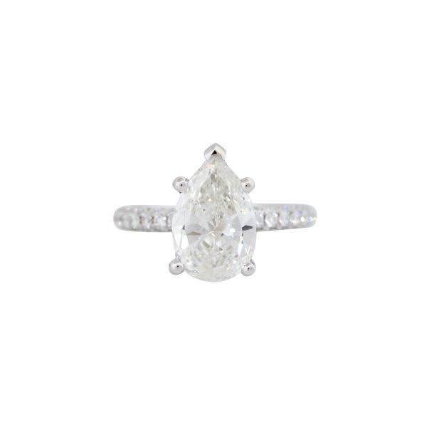 GIA Certified 18k White Gold 4.45ct Pear Shaped Diamond Engagement Ring