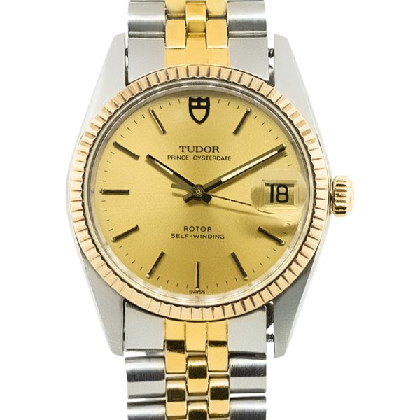 Rolex Tudor Oyster Date Prince 75203 Two Tone Quickset Mens Watch
