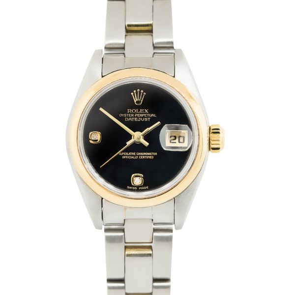 Rolex 79163 Datejust Two-Tone Black Diamond Dial Watch